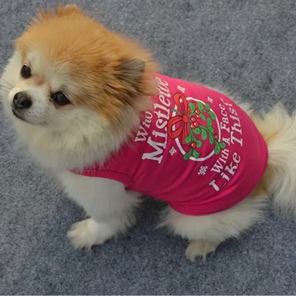 Who Needs Mistletoe With A Face Like This Pink Christmas Dog Shirt
